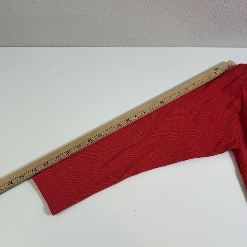 Vintage St. John By Marie Gray Knit Swaer & Skirt Red W/ Gold Accessories Size 8 - Picture 14 of 14